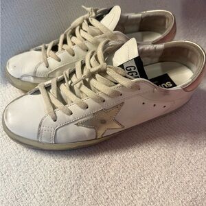 Golden Goose Women's Cream and Gold Star Sneakers